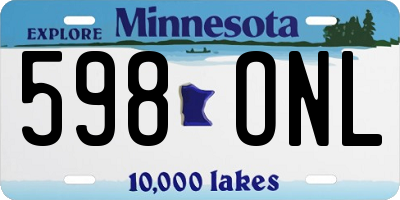 MN license plate 598ONL