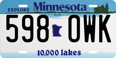 MN license plate 598OWK