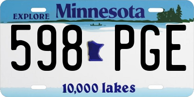 MN license plate 598PGE