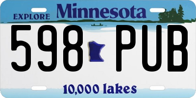 MN license plate 598PUB