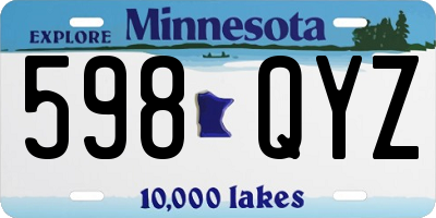 MN license plate 598QYZ