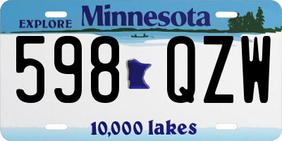 MN license plate 598QZW