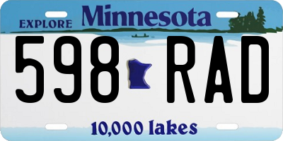 MN license plate 598RAD