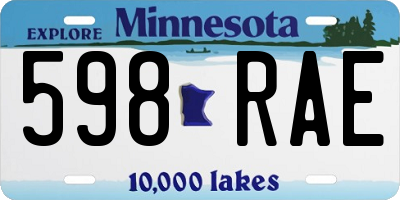 MN license plate 598RAE