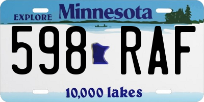MN license plate 598RAF