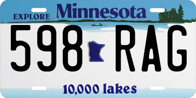 MN license plate 598RAG