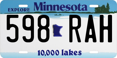 MN license plate 598RAH