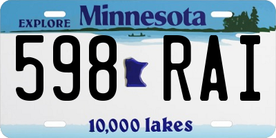 MN license plate 598RAI