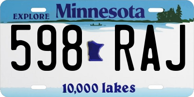 MN license plate 598RAJ