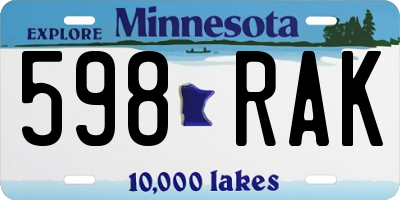 MN license plate 598RAK