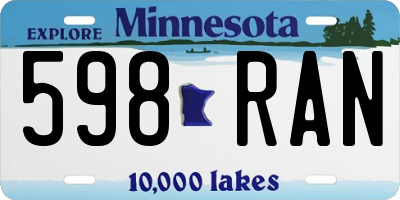 MN license plate 598RAN