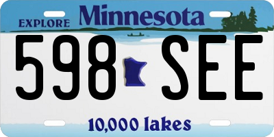 MN license plate 598SEE