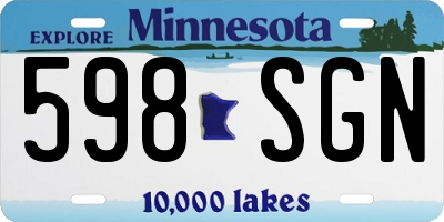 MN license plate 598SGN