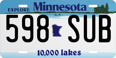 MN license plate 598SUB