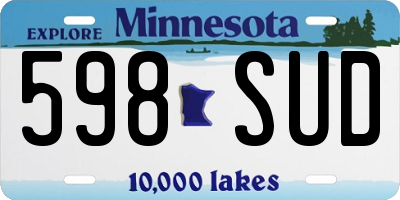 MN license plate 598SUD