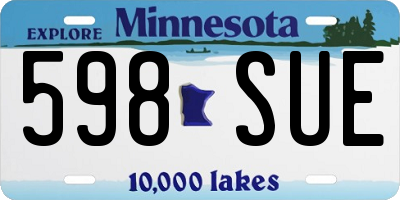 MN license plate 598SUE