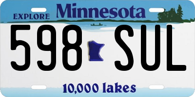 MN license plate 598SUL