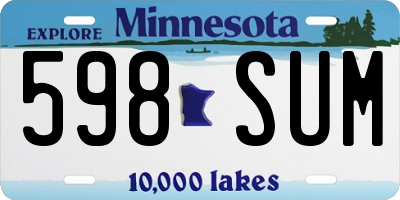 MN license plate 598SUM