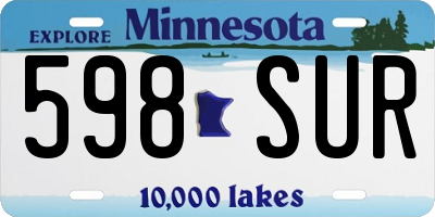 MN license plate 598SUR