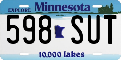 MN license plate 598SUT