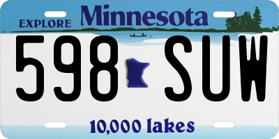 MN license plate 598SUW
