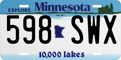 MN license plate 598SWX