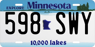 MN license plate 598SWY