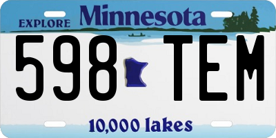 MN license plate 598TEM
