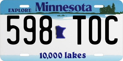 MN license plate 598TOC