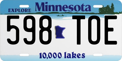 MN license plate 598TOE