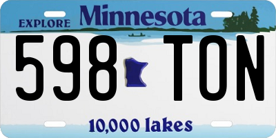 MN license plate 598TON