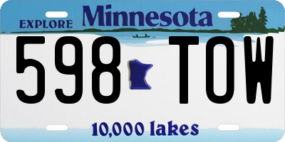 MN license plate 598TOW