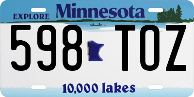 MN license plate 598TOZ