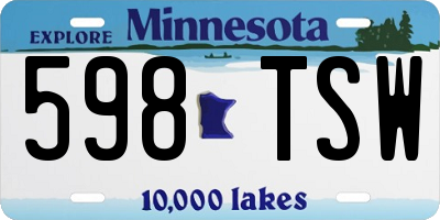 MN license plate 598TSW