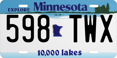 MN license plate 598TWX