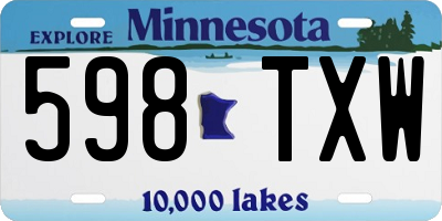 MN license plate 598TXW
