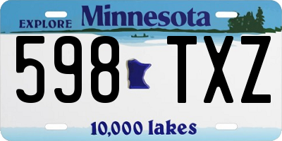 MN license plate 598TXZ
