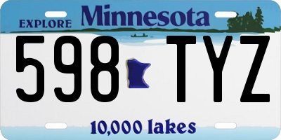MN license plate 598TYZ