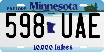 MN license plate 598UAE