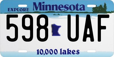 MN license plate 598UAF