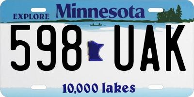 MN license plate 598UAK