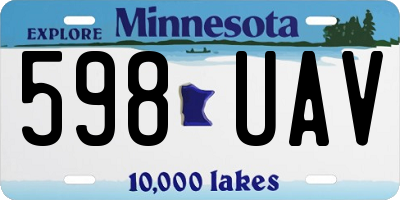 MN license plate 598UAV