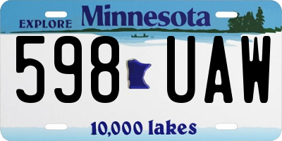 MN license plate 598UAW