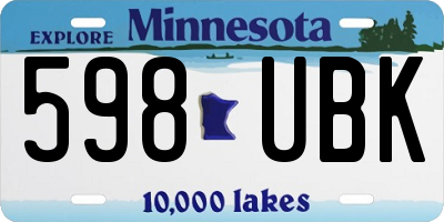 MN license plate 598UBK
