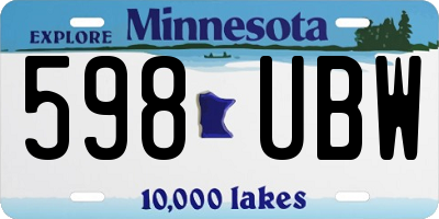 MN license plate 598UBW