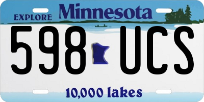 MN license plate 598UCS