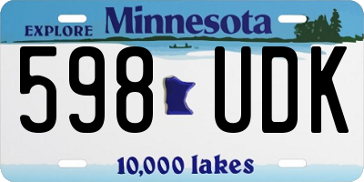 MN license plate 598UDK