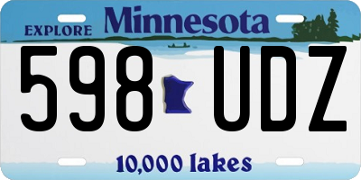 MN license plate 598UDZ