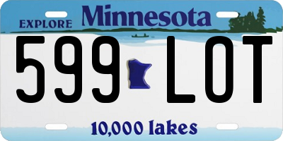 MN license plate 599LOT