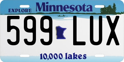 MN license plate 599LUX